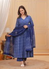 Blue Colour Rayon Printed Kurti With Pant Dupatta Wholesale Online Aaradhna 2037